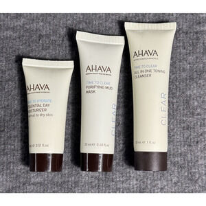 Ahava 3PC Set - Toning Cleanser - Mud Mask - Day Moisturizer - Travel Size